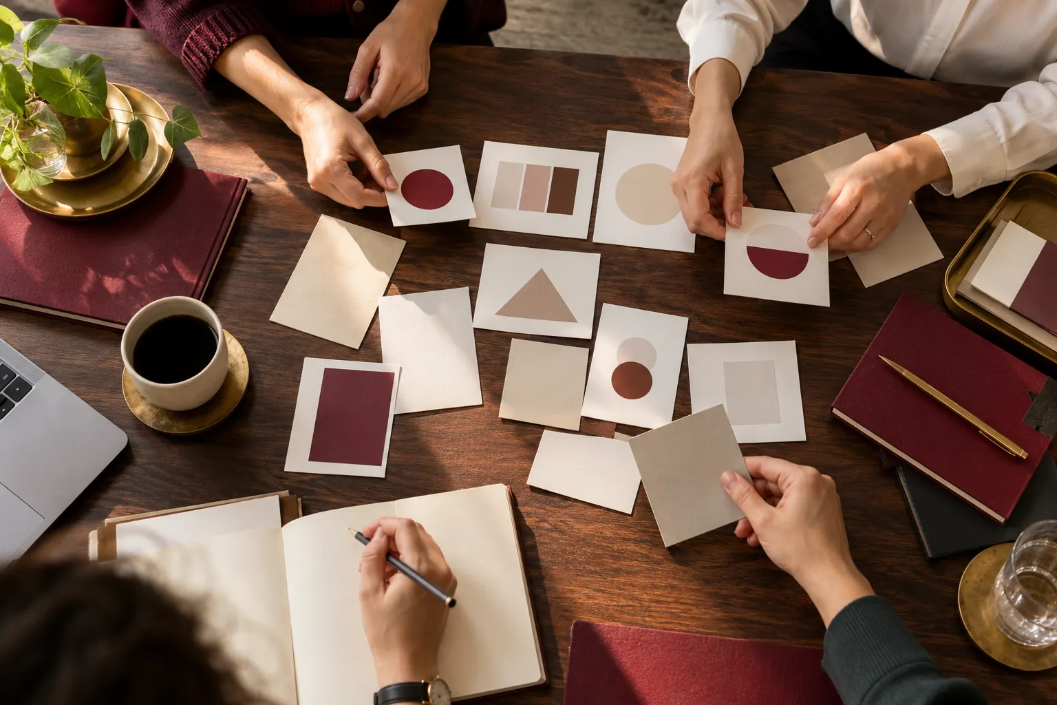Illustrative learning workshop with paper cards